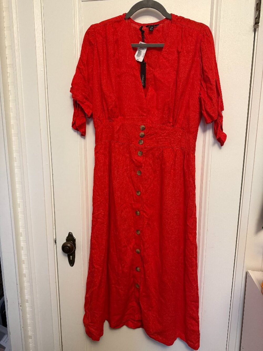 NWT Buffalo Dress - linen blend - bright red